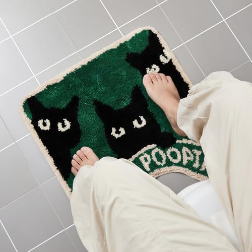 Drydiet U Shaped Toilet Rug Washable Cute Bath Mat 24x20,Black Cat - style: Black Cat