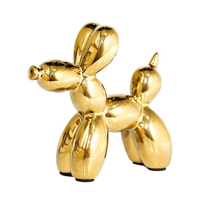 Ceramic Gold Balloon Dog Statue 4.3" Art Decor Sculpture - color: Gold
