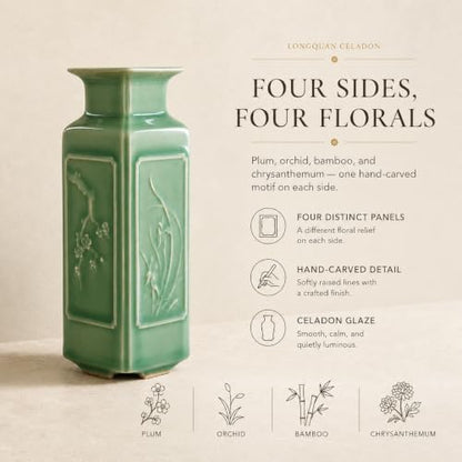 Mini Bud Vase, 5.5" Handmade Ceramic Square Vase, Sage Green Decor