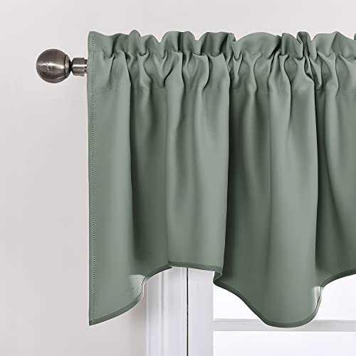 NICETOWN 2 Panels Sage Green Kitchen Valances for Windows, 42W x 18L - color: Sage Green, size: 42"W x 18"L (Pack of 2)