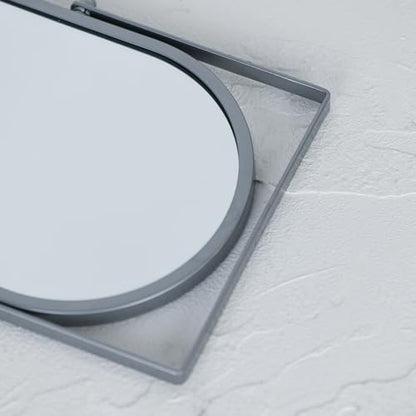 Oval Vanity Mirror with Stand,Metal Frame, (Sliver, 5.9 x 8.9 inches) - color: Sliver, size: 8.9"L x 5.9"W