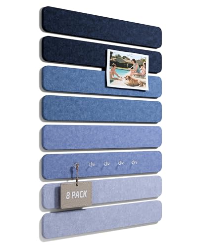 Fluxynara 13" x 2" Felt Wall Panels, Denim Mist - color: Denim Mist, size: 8-pack