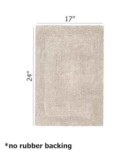 COTTON CRAFT 2 Pack Reversible Bath Mat - Soft Plush Bath Rug -17x24- Linen - color: Linen, size: 17x24 Inches