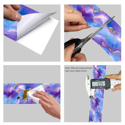 HOMETITUTE Peel and Stick Wallpaper Border 4x196in Purple Marble Pattern - color: blue-violet