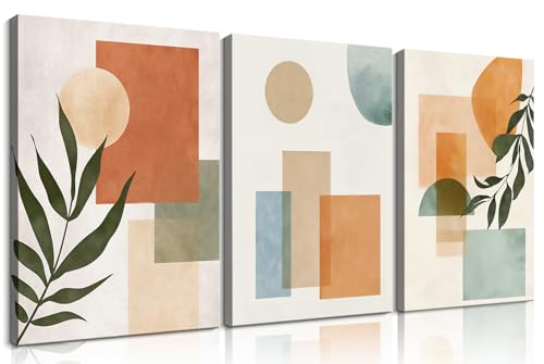 Frimeeme 3 Piece Framed Orange and Green wall Art Wall Decor, 12x16 Inches