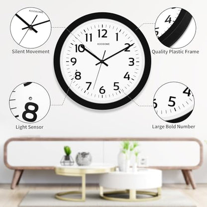 Glow in the Dark Wall Clock for Bedroom Battery Operated Lighted Wall Clock