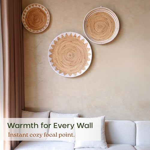 Chi An Home Extra Large Wall Basket Decor Boho Wicker Wall Hanging Set 3