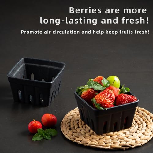 Ceramic Berry Basket, 4.2" Colander Set of 2 with Holes - color: Black, size: 4 inch