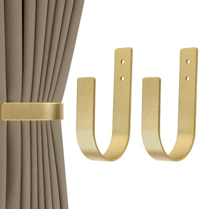 Groleca 2 Pack Curtain Holdbacks Curtain Tiebacks Wall Mount, Gold - color: Gold