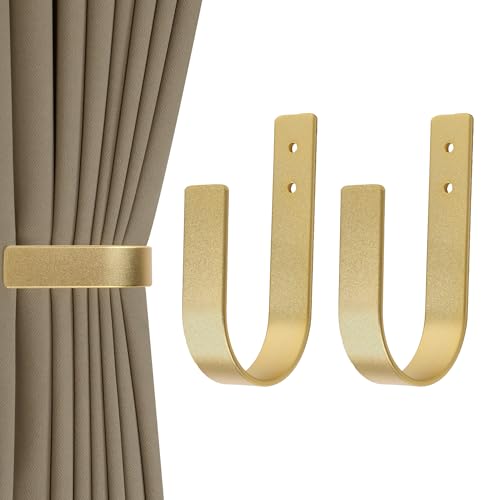 Groleca 2 Pack Curtain Holdbacks Curtain Tiebacks Wall Mount, Gold - color: Gold