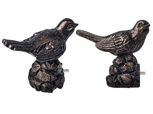 1 or 7/8 Inch Bird-Shaped Decorative Finials for Curtain Rods,Vintage Oil Bronze Curtain Rod Ends Metal Curtain Rod Finials Ends Easy to Install Set of 2 Rod End - color: Oil Rubber Bronze
