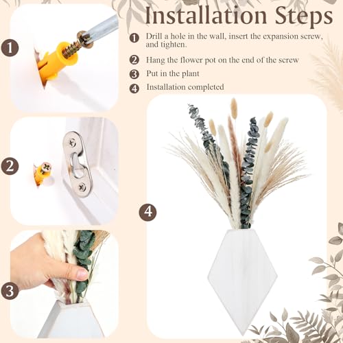 2 Pcs Wooden Wall Planters, White Distressed, Natural Style - color: White Distressed, style: Natural Style