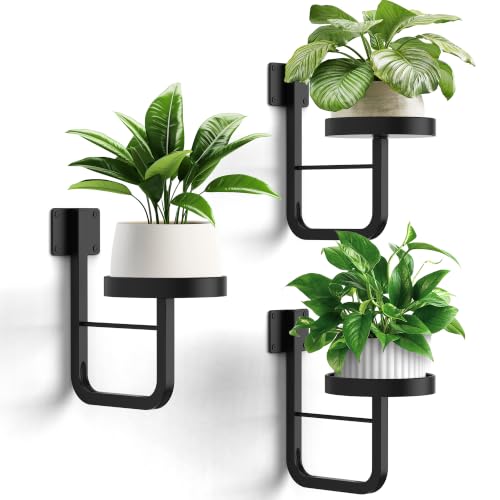 3 Pack Wall Plant Holder for Hanging Planters Indoor Outdoor Black - color: Black-3pcs15cm