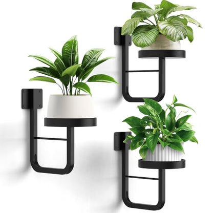 3 Pack Wall Plant Holder for Hanging Planters Indoor Outdoor Black - color: Black-3pcs15cm