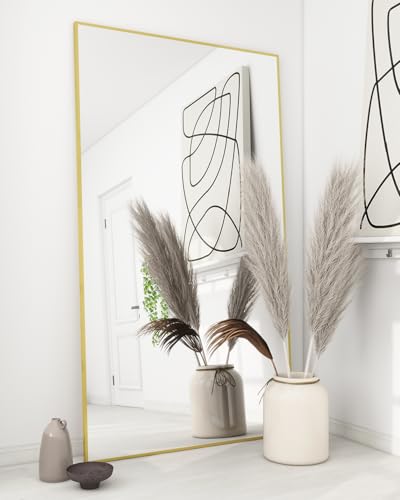 Koonmi 71"x30" Floor Mirror Full Length, Large Gold Mirror - color: Gold, size: 71"L x 31"W