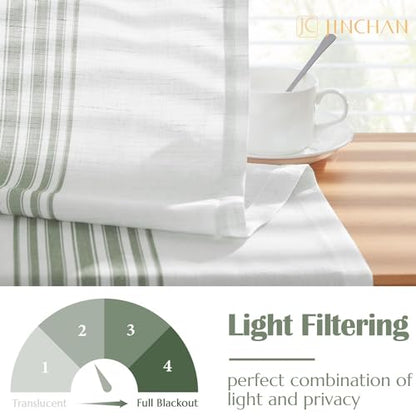 jinchan Linen Balanced Stripe Valances for Window 16 inch,Green,1 Panel - color: Balanced Stripe | Green, size: 50"W x 16"L (Pack of 1)
