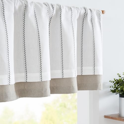 jinchan Stripe Linen Window Valance Curtain, 50x16, 1 Panel, Grey - color: Nautical Striped Grey on White, size: 50"W x 16"L (Pack of 1)