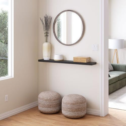 Ballucci Floating Shelf, 48" Wood Wall Shelf with Invisible Brackets for Bathroom, Living Room, Bedroom, Kitchen, Nursery, 8" Deep, Black - color: Black, size: 47.2 inches