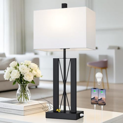 Lolikit 25" Modern Table Lamp for Living Room,Bedside Lamp for Bedroom - color: White - 25"H - 1 Pack