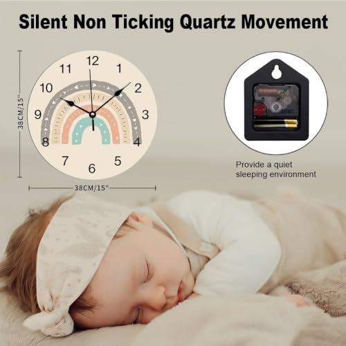 ArogGeld Boho Rainbow Wall Clock for Classroom Earthy Tones Round Clocks - color: A11-6, size: 15x15in