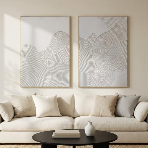 Zessonic Neutral Abstract 3D Textured Hand-Painted Thick Wall Art,28"x40"x2 - color: Tan, size: 28" x 40"