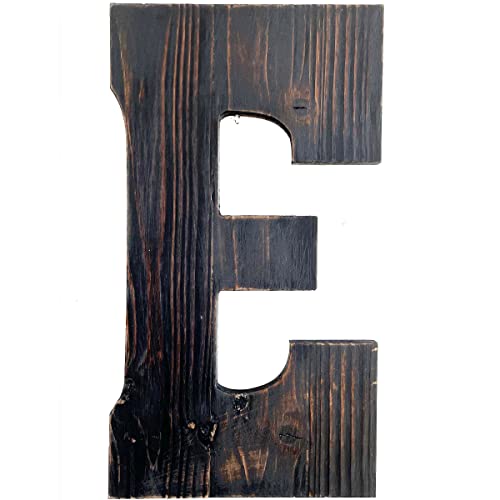 Big Letter Wall Art for Living Room, Bathroom, Bedroom, and Home Decor, Rustic Farmhouse Lettering for Family Last Names, Large Decorative Wood, 14” x 10” (Big E) - color: Big E