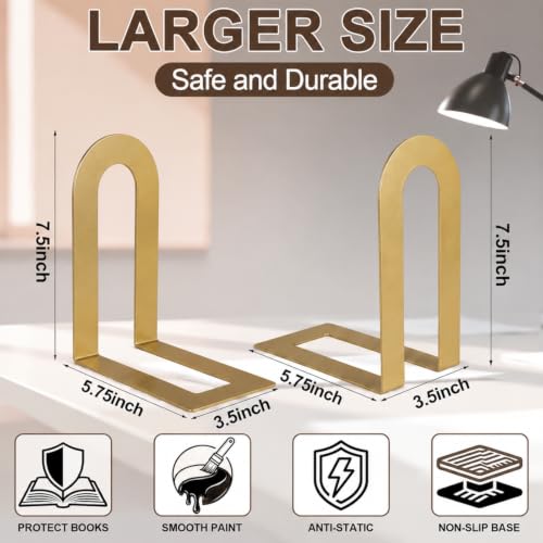 Chunful 24 Pcs Gold Metal BookEnds Shelves, 7.5 x 5.75 x 3.5 in - color: Gold, size: 7.5*5.75*3.5inch