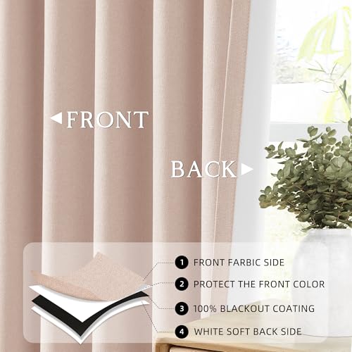 ChrisDowa Pink Blackout Curtains 45 Inches Long 2 Panels for Bedroom - color: Pink, size: 52"W x 45"L (Pack of 2)