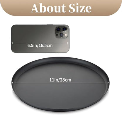Sziqiqi Candle Holders Round Tray - 11 inches Black Metal Candle Tray for Table Centerpiece Pillar Candle Holder for Home Decorative Moderrn Candle Tray for Coffee Table Bathroom