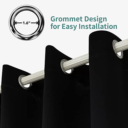 Pickluc Grommet Blackout Curtain for Bedroom, Light Blocking Drapes, Thermal Insulated, Noise Reduction, 42 Inches Wide x 54 Inches Long, Black, 2 Panels - color: Black, size: 42"W x 54"L (Pack of 2)