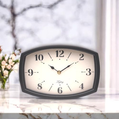 Small Wall Clock Silent Retro Rectangular Clock Black Rectangle - color: Black