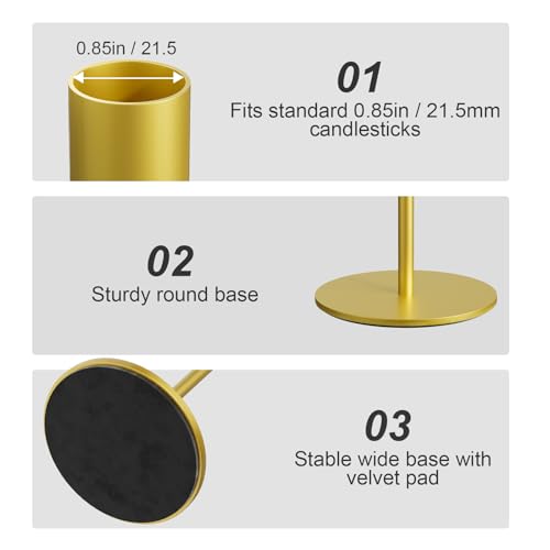 zeochyni Gold Taper Candle Holder Metal Candlestick Holders Set of 6 - color: Gold, size: Set of 6