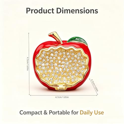 Cute Apple Metal Jewelry Box Daisy Trinket Organizer Storage Gift For Women - color: apple-red