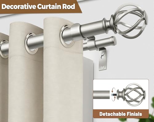 KAMANINA 1 Inch Double Curtain Rod 72 to 144 Inch, Antique Silver - color: Antique Silver, size: 72-144"