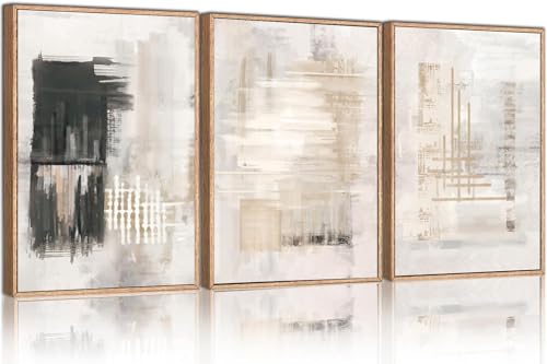 HPINUB Modern Abstract Canvas Art Prints, Black and White, 24"x36", 3-Pack, Neutral, Bedroom, Living Room, Office, Bathroom, Dining Room - color: Abstract Black and White Wall Art, size: 24"L x 36"W
