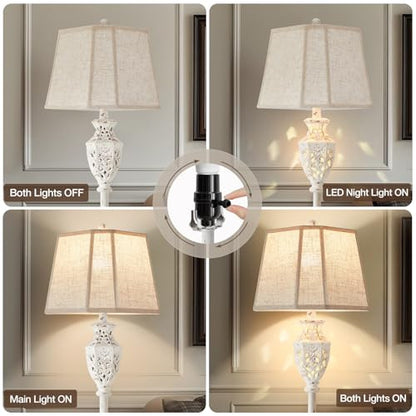 Luvkczc Rustic Floor Lamp - Resin Carved Base with Hollow Night Light - color: Cream