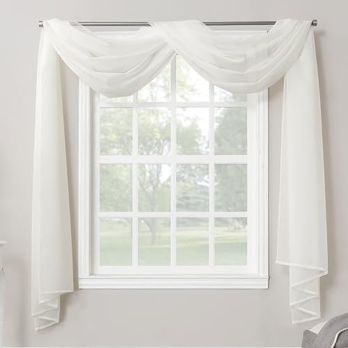 No. 918 Emily Sheer Voile Rod Pocket Curtain Panel, 59 in x 216 in, Eggshell - color: Eggshell, size: 59"W x 216"L (Pack of 1), style: Emily