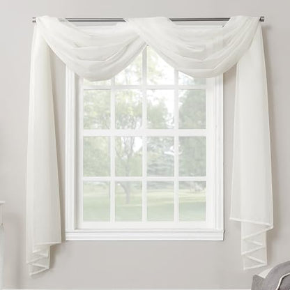 No. 918 Emily Sheer Voile Rod Pocket Curtain Panel, 59 in x 216 in, Eggshell - color: Eggshell, size: 59"W x 216"L (Pack of 1), style: Emily