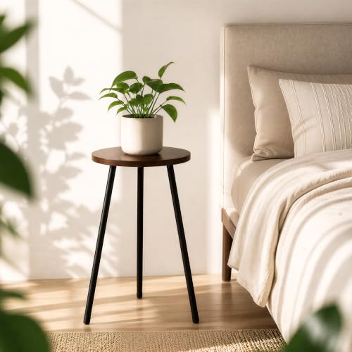 Lawn Social Tall Plant Stand Indoor, 20" Wood Metal Pedestal, Walnut - color: Walnut