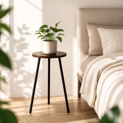 Lawn Social Tall Plant Stand Indoor, 20" Wood Metal Pedestal, Walnut - color: Walnut