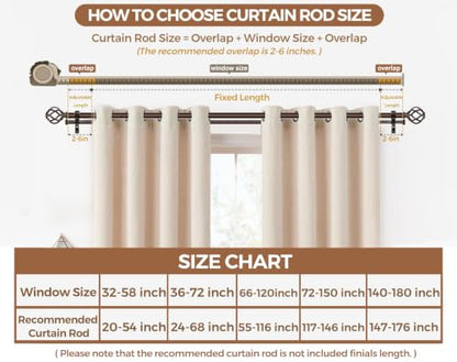 KAMANINA 1 Inch Double Curtain Rods 32 to 58 Inch, Bronze Dual Curtain Rod - color: Antique Bronze, size: 32-58"