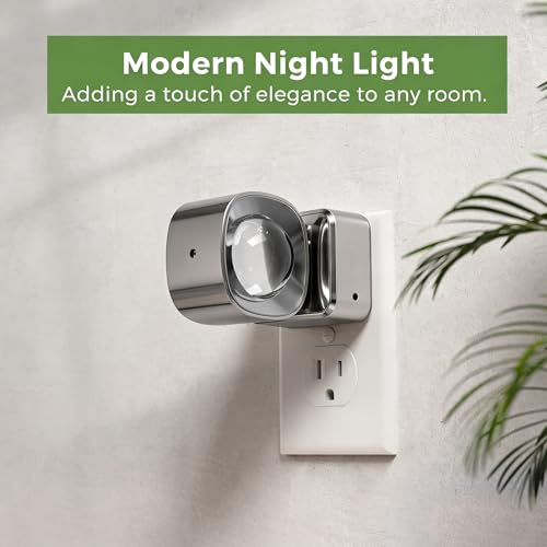 L LOHAS LED Night Light Projector, Night Lights Plug into Wall Light Sensor - color: Silver