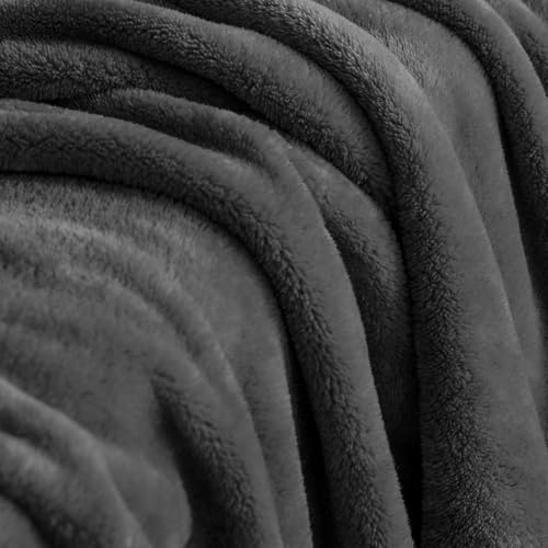 Elegant Throw Blanket for Couch & Sofa, All-Season Lightweight Fleece Blanket, Luxury Soft Cozy Fuzzy Throw for Her Him, Dark Grey, 50 x 56 Inches