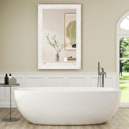36x24 Inch Farmhouse Rectangle Wall Mirrors with Wooden Frame - color: I - Rectangular - 36x24 in