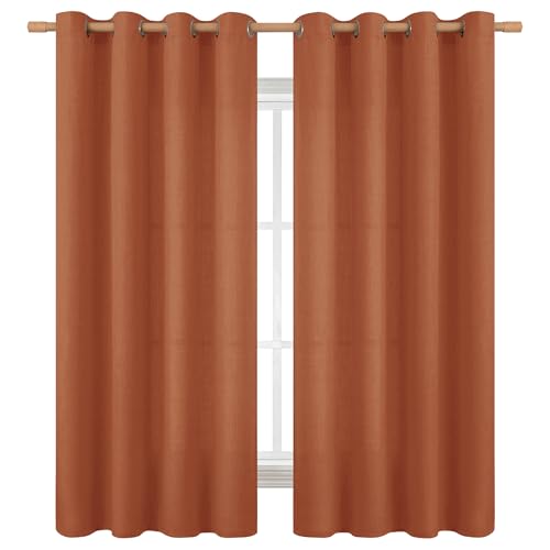 BGment Terracotta Linen Curtains 63 Inch Length for Living Room - 2 Panels - color: Terracotta, size: 52"W x 63"L (Pack of 2)