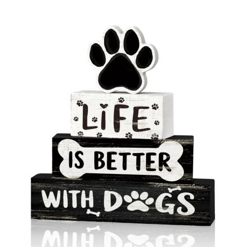 Smile Rustic Pet Stackable Wooden Blocks Tiered Tray Decor - style: Pet Dog