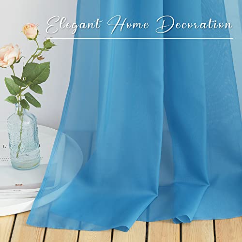 NICETOWN Turquoise Window Scarf Valances, Voile Sheer Scarf for Draping, Party Curtains for Bed Canopy/Birthday/Revelry, W60 x L216, 2 Panels - color: Turquoise