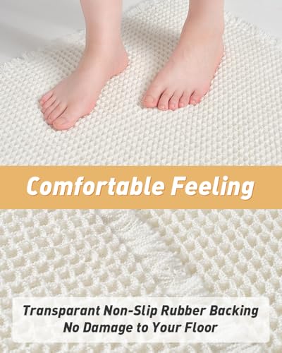 Upgraded Waffle Bath Mat Ultra Absorbent Non Slip Bathroom Mat, 17" x 24" - color: White, size: 17" x 24"
