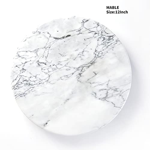 jalz jalz 12'' Marble Lazy Susan for Countertop Kitchen Turntable Storage Turner countertop Organizer Convenient Serving Rotation Spinning Tabletop Organizer Swiveling Serving Tray Revolving Platter