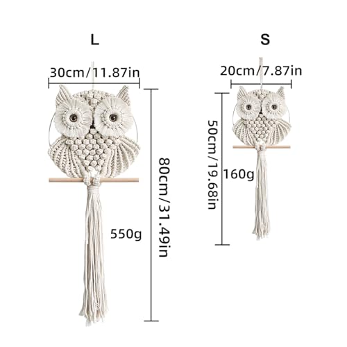 Achart Owl Macrame Wall Hanging-Hand Woven Boho Tapestry-Macrame Wall Decor - color: Beige-S
